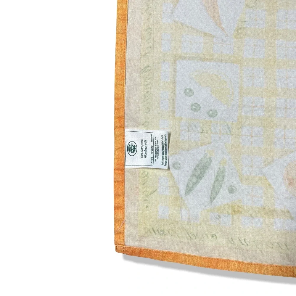 Lauren Ashley Kitchen Towels Set of 2‎ Yellow Gingham Fruit Print Cotton Napkins